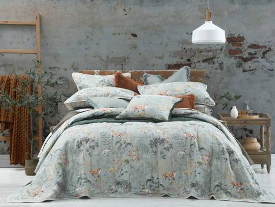 MM Linen - Briar Bedspread Set/Eurocases/Cushion - Sage
